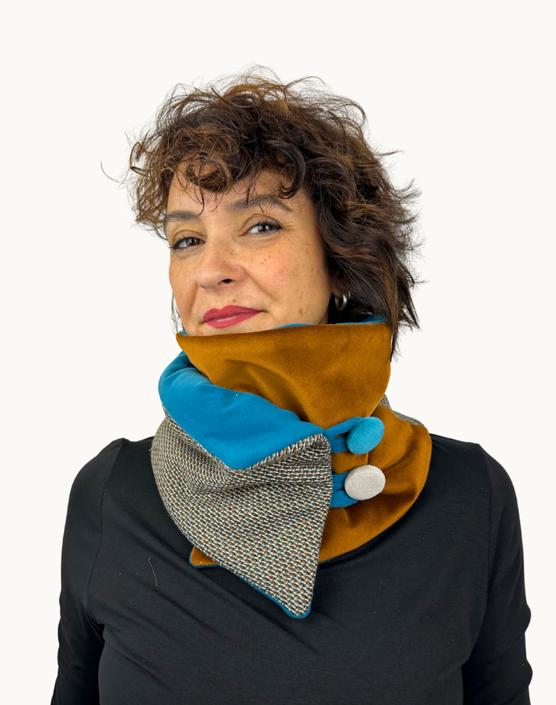 Scaldacollo | Lana e velluto ocra