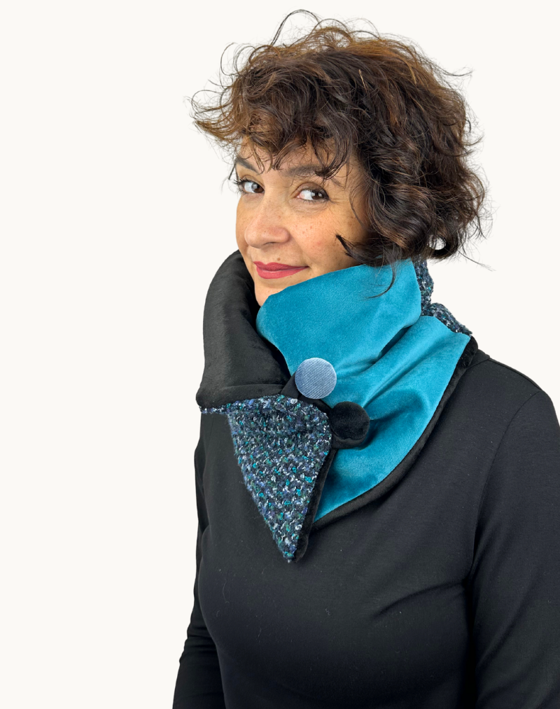 Scaldacollo | Turchese e lana bouclé